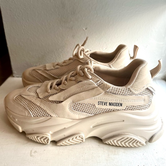 Steve Madden Possession Sneaker in Bone - Picture 2 of 3